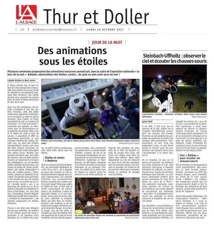 Roderen Fr Le Jour De La Nuit Article Du Journal L Alsace 16 Octobre 2017